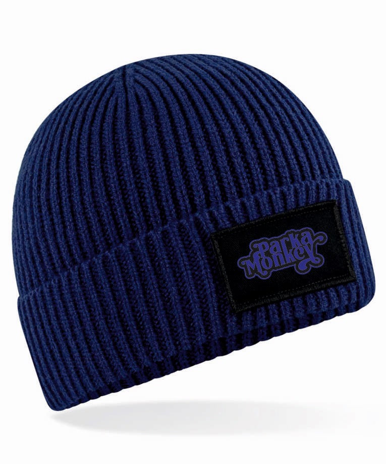 Patched Beanie in Navy - Parka Monkey